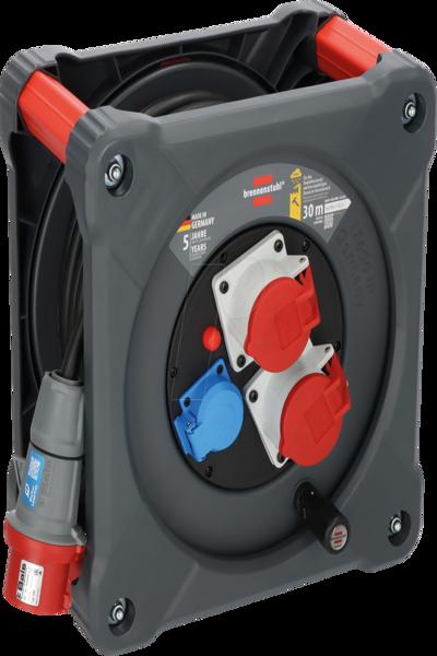 Brennenstuhl 9222300120, Svart, Blå, Röd, Plast, 3 AC-uttag, CEE, Typ E / F, Rak, 30 m - 9222300120