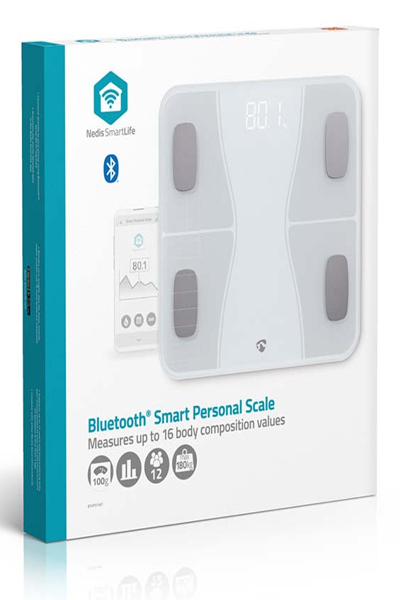 Nedis WIFI-SmartLife-Personenwaage| Bluetooth| BMI BMR Fett Gebeine Gewicht