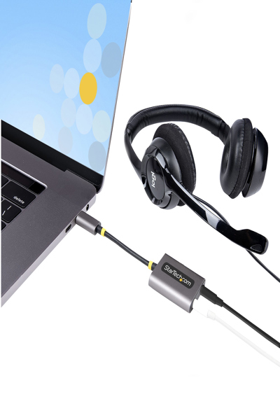 StarTech.com USB-C Headphone Splitter, USB Type C Dual Headset Adapter w/Microphone Input, USB C to 3.5mm Adapter/Earphone Dongle, USB C to Audio Jack/Aux Output - USBC-AUDIO-SPLITTER