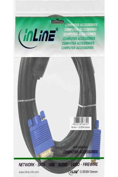 Câble S-VGA InLine Premium 15HD mâle vers mâle noir 1,5 m