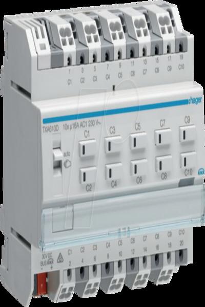 Hager TXA610D Actionneur de volet roulant 10 canaux Blanc 230 V