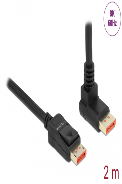Câble DisplayPort Delock - DisplayPort (M) droit vers DisplayPort (M) coudé vers le haut