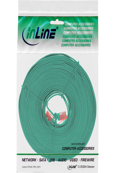 Câble patch plat ultra-fin InLine U/UTP Cat.6 Gigabit prêt vert 5 m