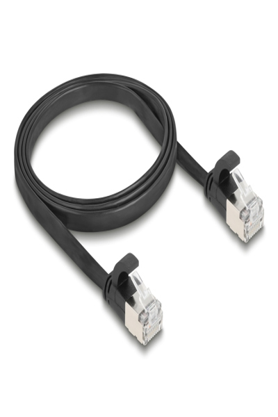 Delock RJ45 Flachband Patchkabel Stecker zu Cat.6a schwarz - Cable - Network - 81163