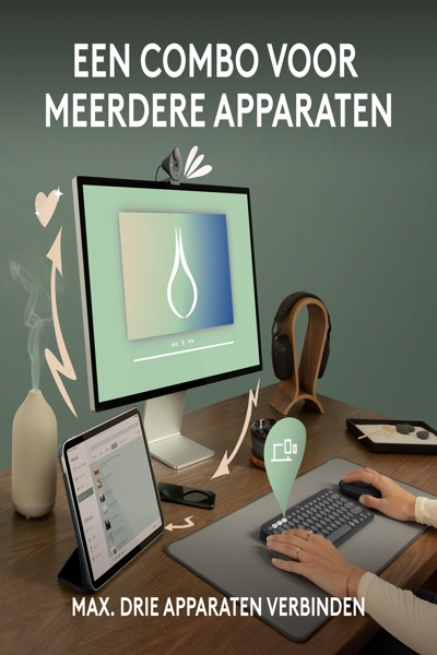 Logitech 920-012209 - Wireless - RF Wireless + Bluetooth - Scissor key switch - AZERTY - Graphite - Mouse included - 920-012209