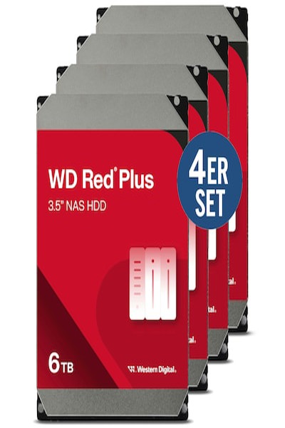 Disque dur WD Red Plus (lot de 4) WD60EFPX - 6 To 5400 tr/min 256 Mo 3,5 pouces SATA 6 Gbit/s - Serial ATA