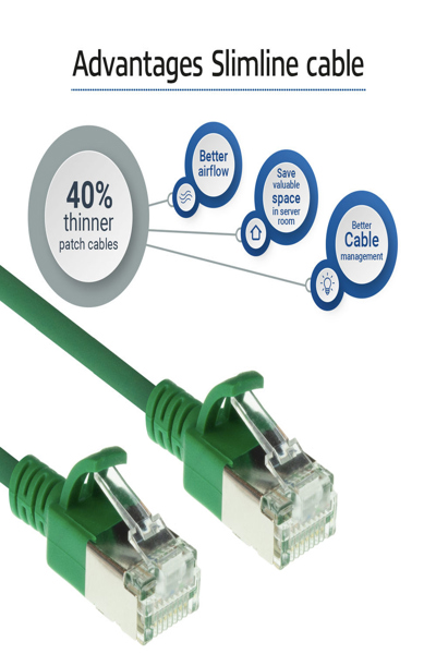 ACT Green 10 meter LSZH U/FTP CAT6A datacenter slimline patch cable snagless with RJ45 connectors - 10 m - Cat6a - U/FTP (STP) - RJ-45 - RJ-45 - Green