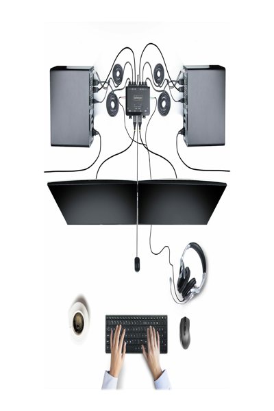 StarTech.com 2-portars DisplayPort-kabel KVM-switch för dubbla skärmar, 4K 60Hz, kompakt KVM med 1,5 m integrerade USB-A/DisplayPort/ljudkablar, bussdriven - C2-DD46-UA2-CBL-KVM