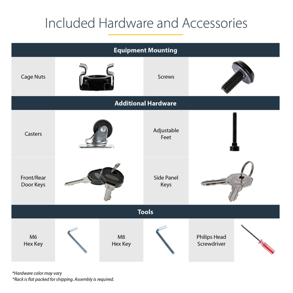 Armoire serveur StarTech 12U 36 pouces démontable avec roulettes - RK1236BKF