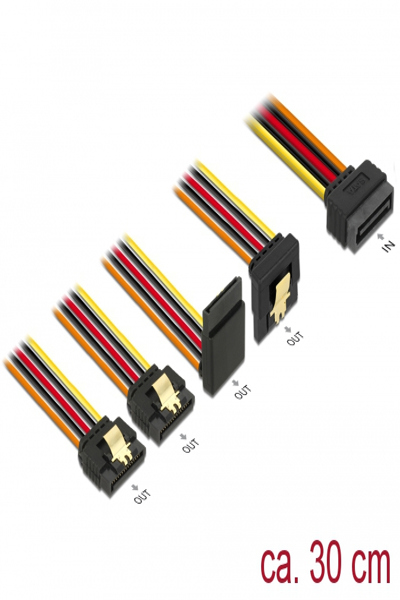 Delock Power splitter - SATA power (P) latched to SATA power (R) metal clip - 60148