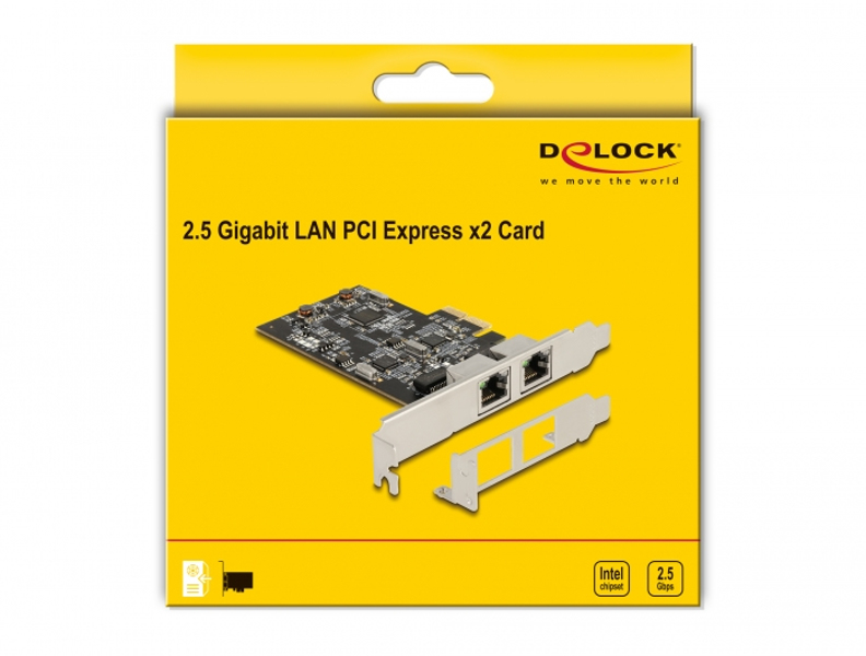 Delock PCIe x2 card to 2 x 2.5 Gigabit LAN i225 - 89392