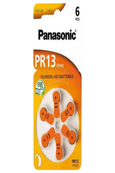 Panasonic PR 13 Hearing Aid Cells Zinc Air - Battery - 300 mAh - PR-13/6LB
