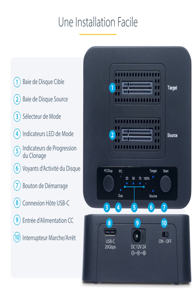 StarTech.com 1:1 fristående M.2 NVMe-hårddiskduplikator och dockningsstation - M2-HDD-DUPLICATOR-N1