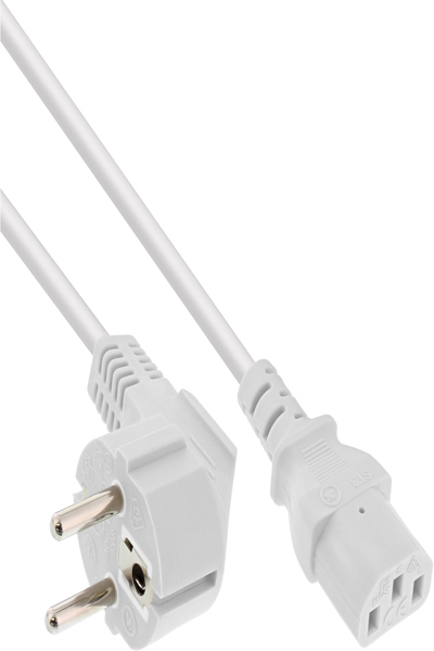 Câble d'alimentation InLine - CEE 7/7 coudé / IEC C13 mâle 3 broches - blanc - 3 m