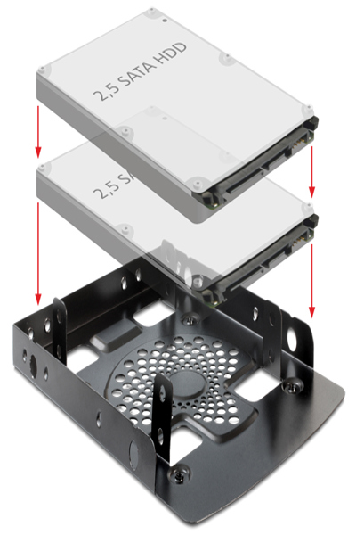 Delock Installationsram 3,5" > 2 x 2,5" hårddisk - 18198