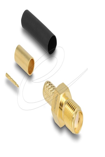 Delock RP-SMA socket for crimping LMR200 with heat shrink tubing - 91791
