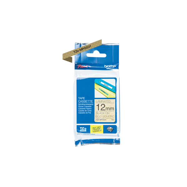 Brother TZe-MPGG31 - Svart på guld geometrisk - TZEMPGG31