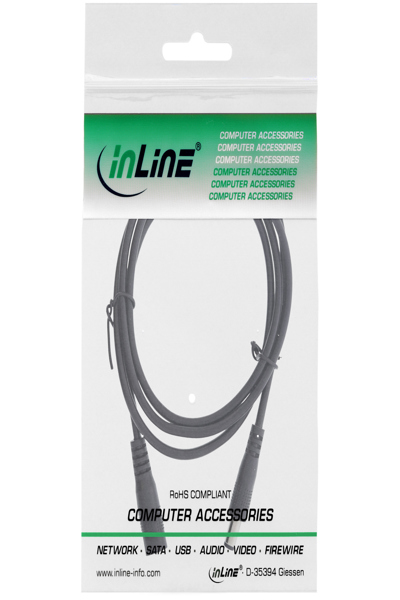 Rallonge CC InLine - CC mâle/femelle 5,5 x 2,1 mm - AWG 18 - noir 2 m