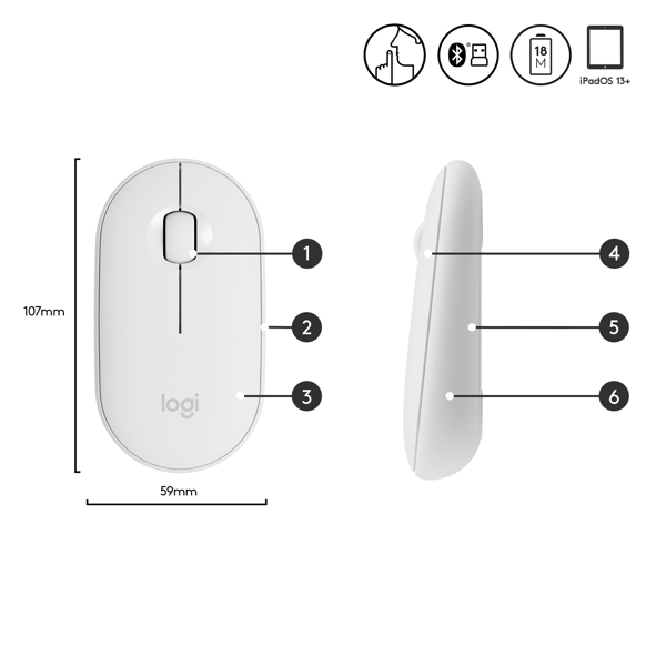 Logitech Pebble M350 - Mouse - optical - 910-005716