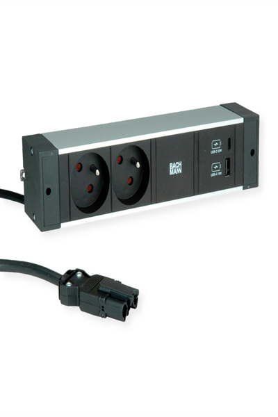 Bachmann SKRIVBORDSSKENA 2xUTE 1xUSB A&C 22W - 941319