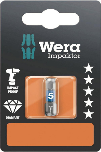 Embout hexagonal Wera 5 mm 840/1 IMP DC Impaktor Bits SB SiS acier à outils