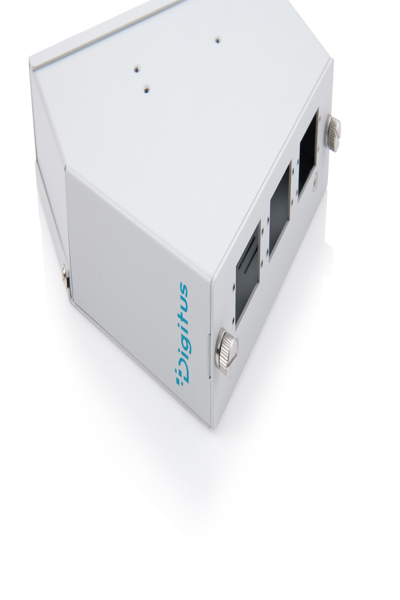 DIGITUS Fiber optic DIN rail splice distributor, angled, 6 SC DX/LC Quad, grey - DN-96893