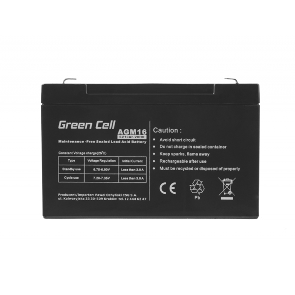 AGM16 UPS battery Sealed lead acid (VRLA) 6 V 10 Ah - AGM16