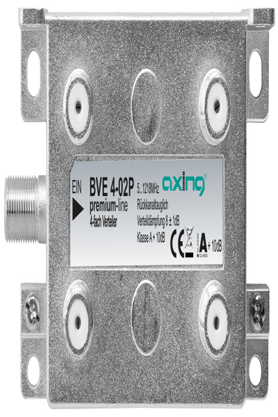 axing BVE 4-02P - Cable splitter - 5 - 1218 MHz - Gray - A - 8 dB - F