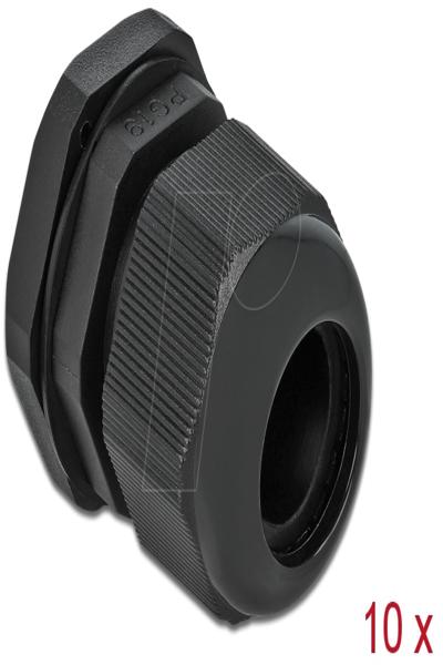 Delock PG19 Cable Gland Black 10-Pack - 60220