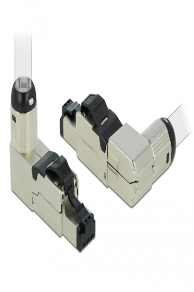 Delock RJ45 Plug field assembly Cat.8.1 metal angled - 1x RJ-45 - Grey - Male - Angled - Zinc - Cat8.1 - 86489