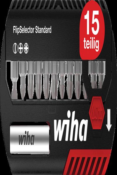 Wiha FlipSelector Bit Set 39049 - Jeu de 15 pièces avec clip de ceinture