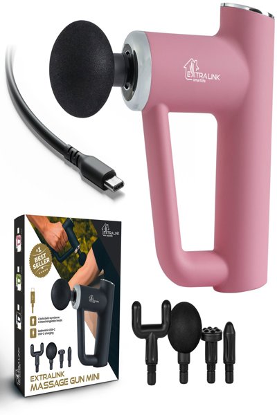 Mini pistolet de massage rose Extralink avec 4 embouts