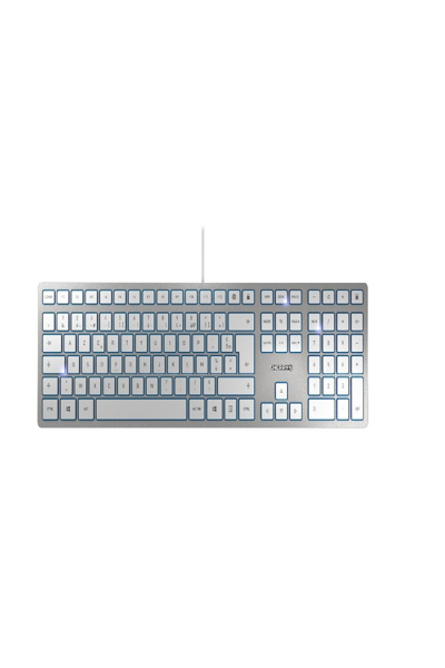 Cherry KC 6000 Slim - Full-size (100%) - Wired - USB - Mechanical - AZERTY - Silver - White - JK-1600BE-1