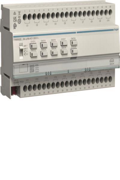 Interrupteur/actionneur de store Hager 20/10 voies KNX Secure 16A C-load