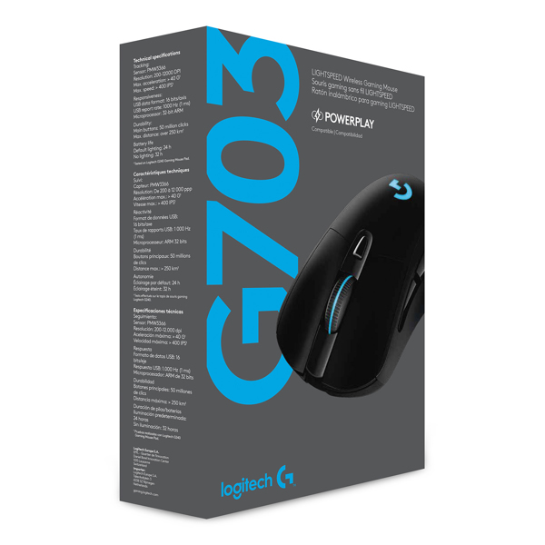 Logitech wireless Gaming Mouse G703 LIGHTSPEED with HERO 16K Sensor - 910-005641