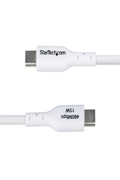StarTech.com 2m vit USB-A till USB-C laddningskabel - USB2AC2MNCWHE