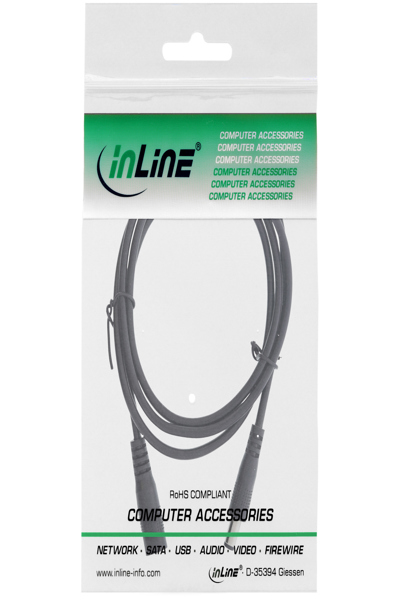 Rallonge CC InLine - Fiche CC mâle/femelle 5,5 x 2,1 mm - noir - 0,5 m