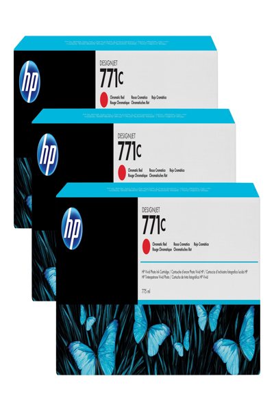 HP 771C 3-Pack 775-ml Chromatic Red DesignJet Ink Cartridges: Standard Yield