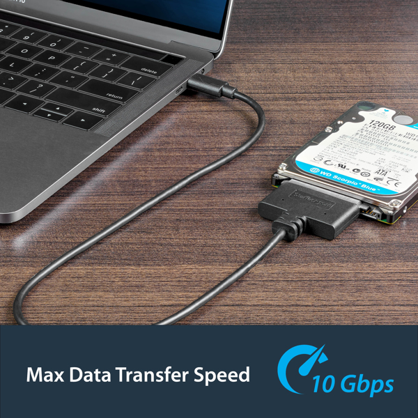 StarTech.com USB C auf SATA Adapter Kabel für 2,5in SSD/HDD - USB 3.1 (10Gbit/s) - Thunderbolt 3 kompatibel - SATA I/II/III (USB31CSAT3CB) - Speicher-Controller - SATA 6Gb/s - USB 3.1 (Gen 2) - USB31CSAT3CB