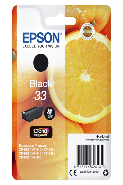 Epson Oranges 33 Claria Premium Single Black Ink - Black - Pigment-based ink - 6.4 ml - 1 pc(s) - 250 pages