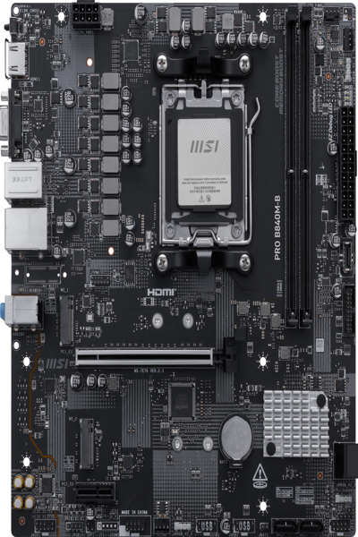 MSI PRO B840M-B/Amd B840//SATA3/M.2/USB3.0/PCIe4.0/Am5/mATX - Motherboard - AMD Sockel AM5 (Ryzen Zen4) - PRO B840M-B