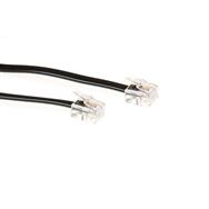 ACT Black 3 meter flat telephone cable with RJ11 connectors - 3 m - RJ-11 - RJ-11 - Black - Male - Male