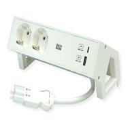 Bachmann DESK 2 Steckdosenleiste PURE white 2 x Schutzkontakt 1 USB A/C - Power Strip
