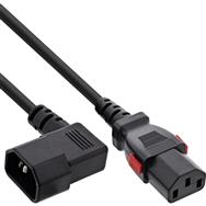 InLine IEC extension cable - C13 lockable to C14 angled - black - 5m
