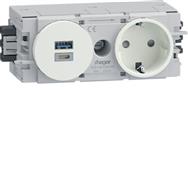 Hager GS16009016 USB AC 2P Blanc 250V 16A