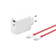 OnePlus 120W Dual Ports SuperVooc Adapter+ Cable Type-C+ Type-A - White