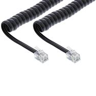 Cordon spiralé en ligne RJ10 mâle/mâle assigné directement - noir - jusqu'à 2 m