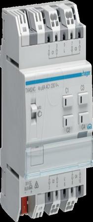 Hager TXA624C - Actionneur de store/volet roulant - Montage sur rail DIN - 4 canaux - IP20 - Blanc - 230 V
