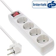 Bloc multiprises InLine - 4 prises avec contact de terre CEE 7/3 - avec interrupteur - blanc - 1,5 m