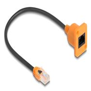 Câble RJ45 Delock type D mâle vers femelle Cat.5e UTP orange noir - Câble - Réseau